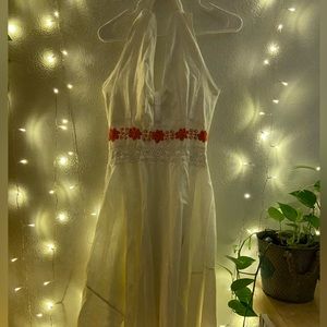 gorgeous white fairy dress with hand embroidered flowers